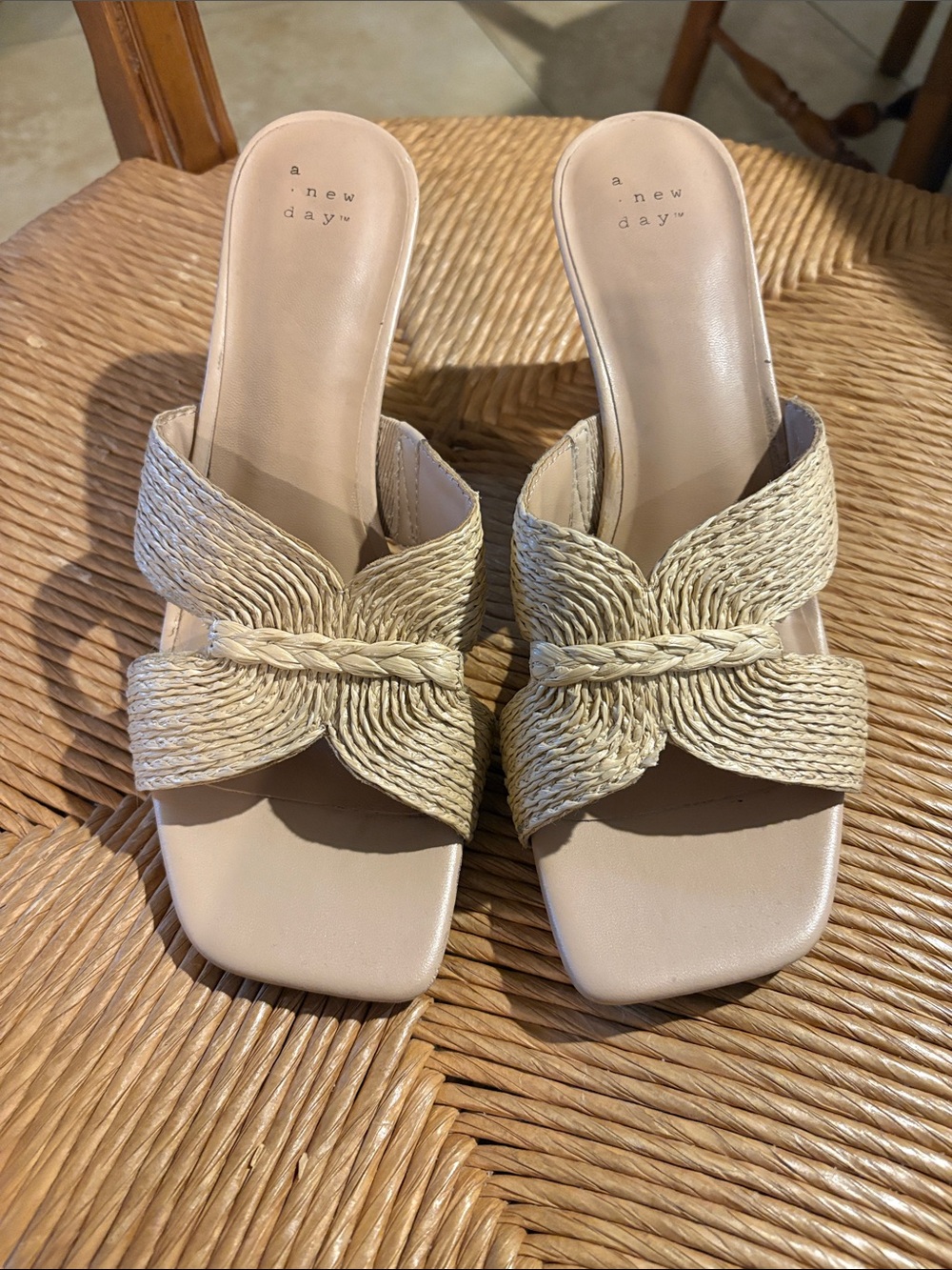 A new day Natural Braided Slide heels